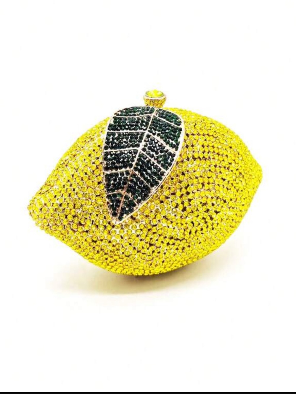 Yellow Lemon Crystal Leaf Clutch Wristlet